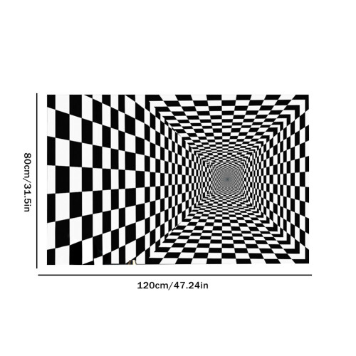 Schwarz-Weiß 3D-Karo-Teppich 60x90cm 2