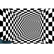 Schwarz-Weiß 3D-Karo-Teppich 60x90cm