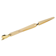 Empujador de uñas y pinzas de acero inoxidable, dorados, de doble extremo, 12 cm