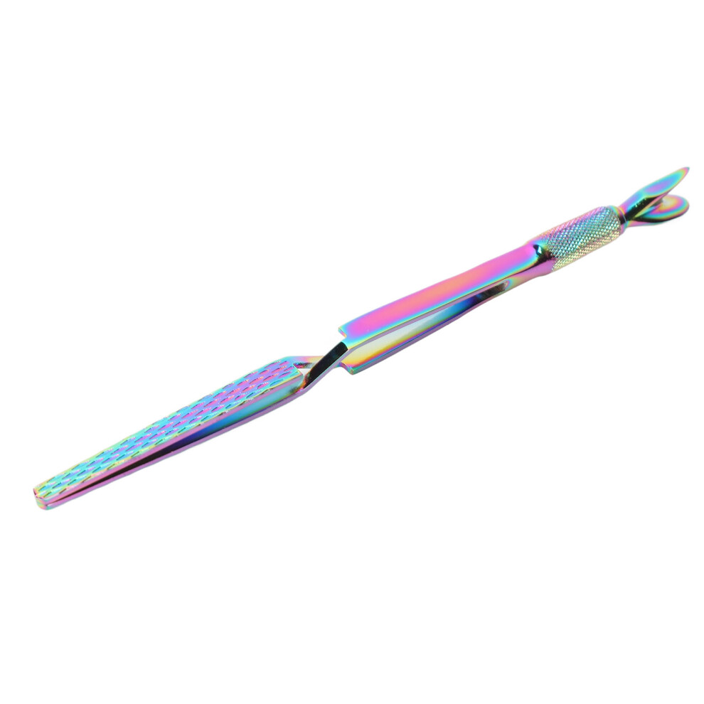 Nail Cuticle Pusher Multipurpose Stainless Steel Double End Nail Shaping Tweezers for Manicure Multicolor