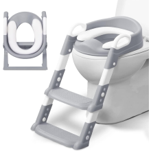 Adjustable Potty Ladder Seat for Toilet Training with Steps, Handle & Soft Cushion Design Non Slip & Space Efficient