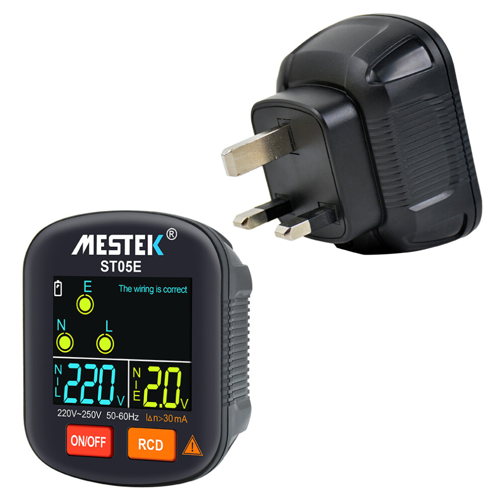 30-250V Portable Digital Socket Tester Detector Rcd Voltage Tester Ground Polarity Phase Check Tool With Color Display 8741321111090