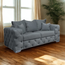 (Coffee Grey, 2-Seater Sofa) Plush Velvet 3 & 2 Seater Sofa Set | Ashton Scatter Back | 5 Seater Corner Sofa