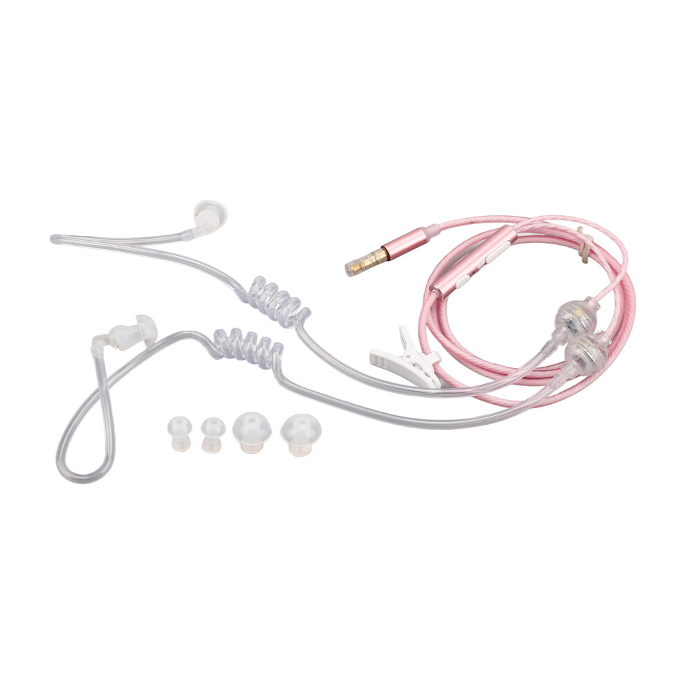 Air Tube Earbuds Ergonomic Radiation Free Noise Reduction Portable Binaural 3.5Mm Air Tube Headset For Laptop Tablet Pink 4951321116139