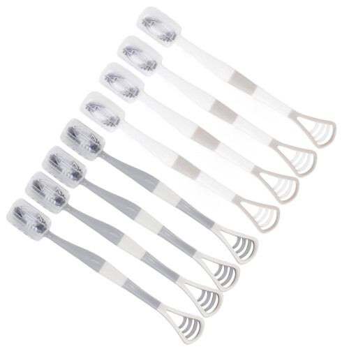 Limpiador de lengua 2-en-1, plástico gris/blanco