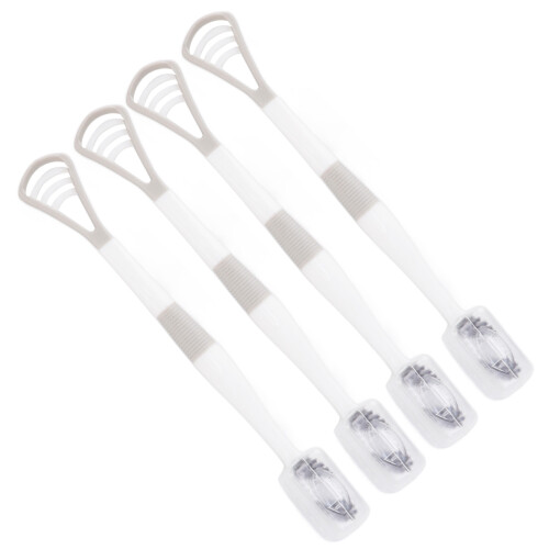 Limpiador de lengua 2-en-1, plástico gris/blanco 2