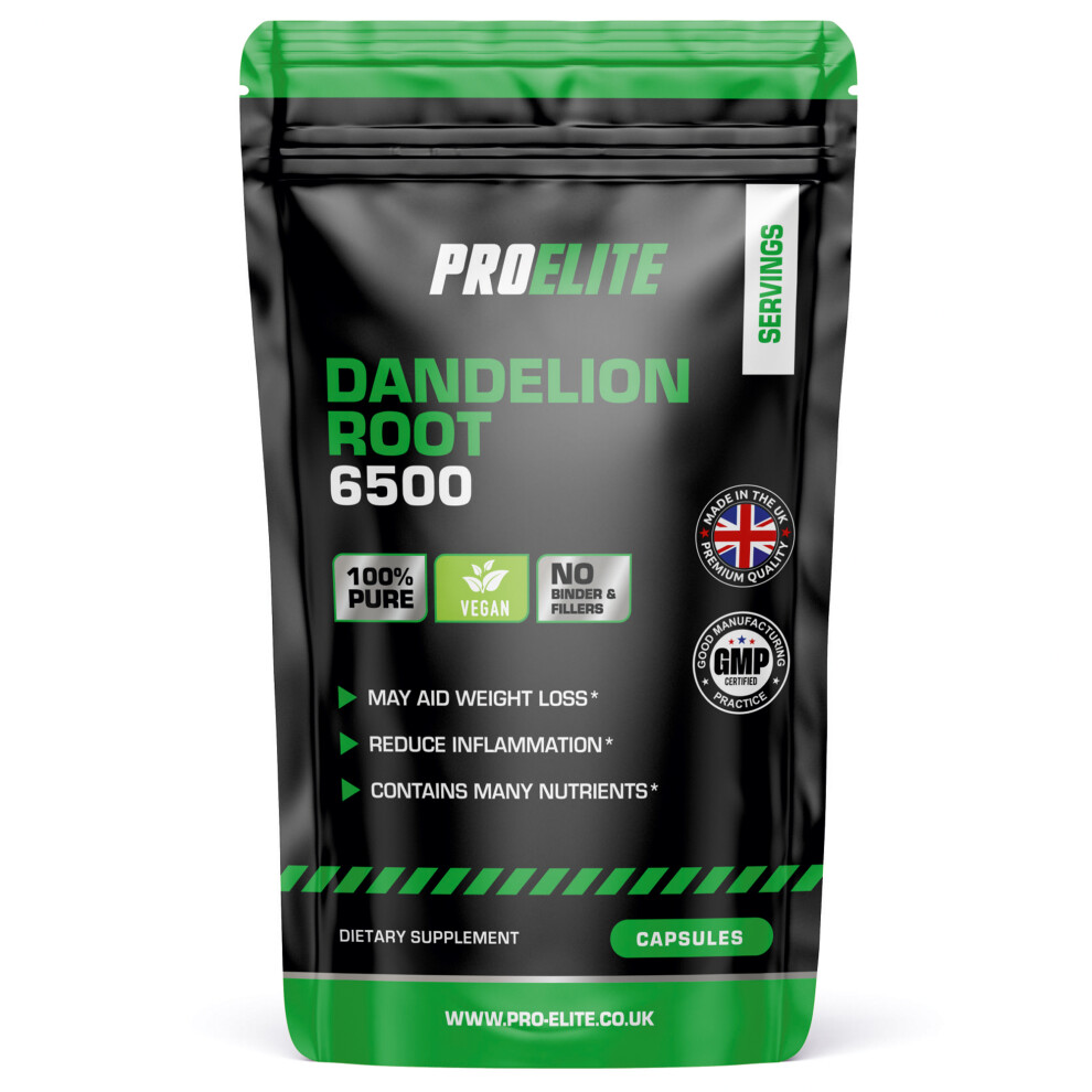 Proelite (30 Capsules) Dandelion Root Capsules 6500Mg Extract 10:1 Vegan