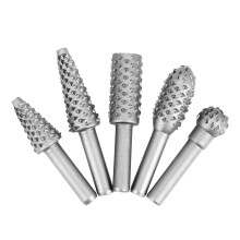 Fresas rotativas para desbarbar, juego de 5 limas para tallar madera, para taladros, con vástago de 1/4 de pulgada