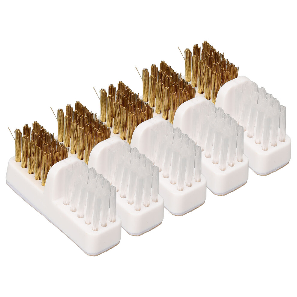 5pcs Nail Drill Bit Cleaner Portable Size White Copper Colored Bristles Metal Plastic Nail Bit Cleaning Accessories