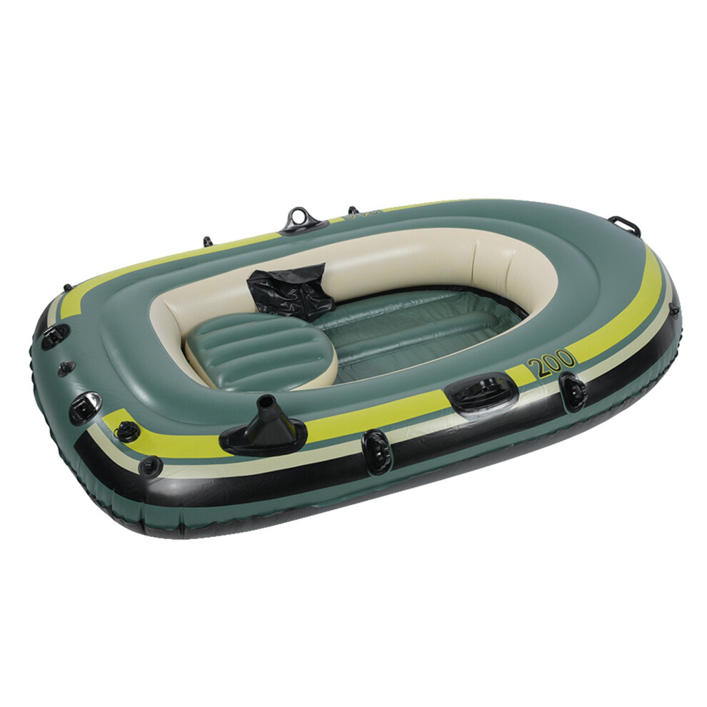 Green PVC Inflatable Boat 2 Person Inflatable Kayak Canoe with Pull Rope Fishing Drift Diving Tools