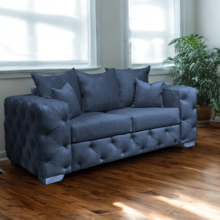 (Steel, 2-Seater Sofa) Plush Velvet 3 & 2 Seater Sofa Set | Ashton Scatter Back | 5 Seater Corner Sofa