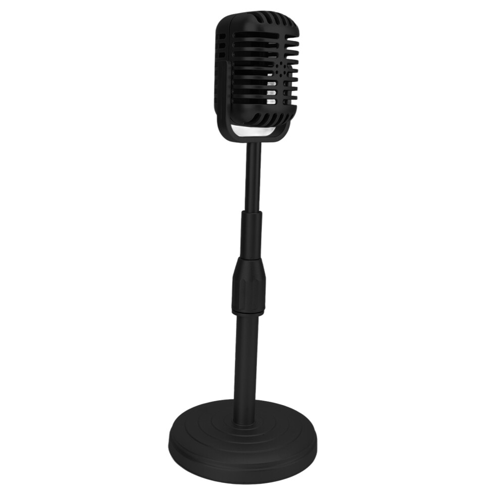 Simulation Old Fashioned Microphone Model With Stable Base And Support Rod Retro Style Mic Prop Set For Photography Black 6931321129245