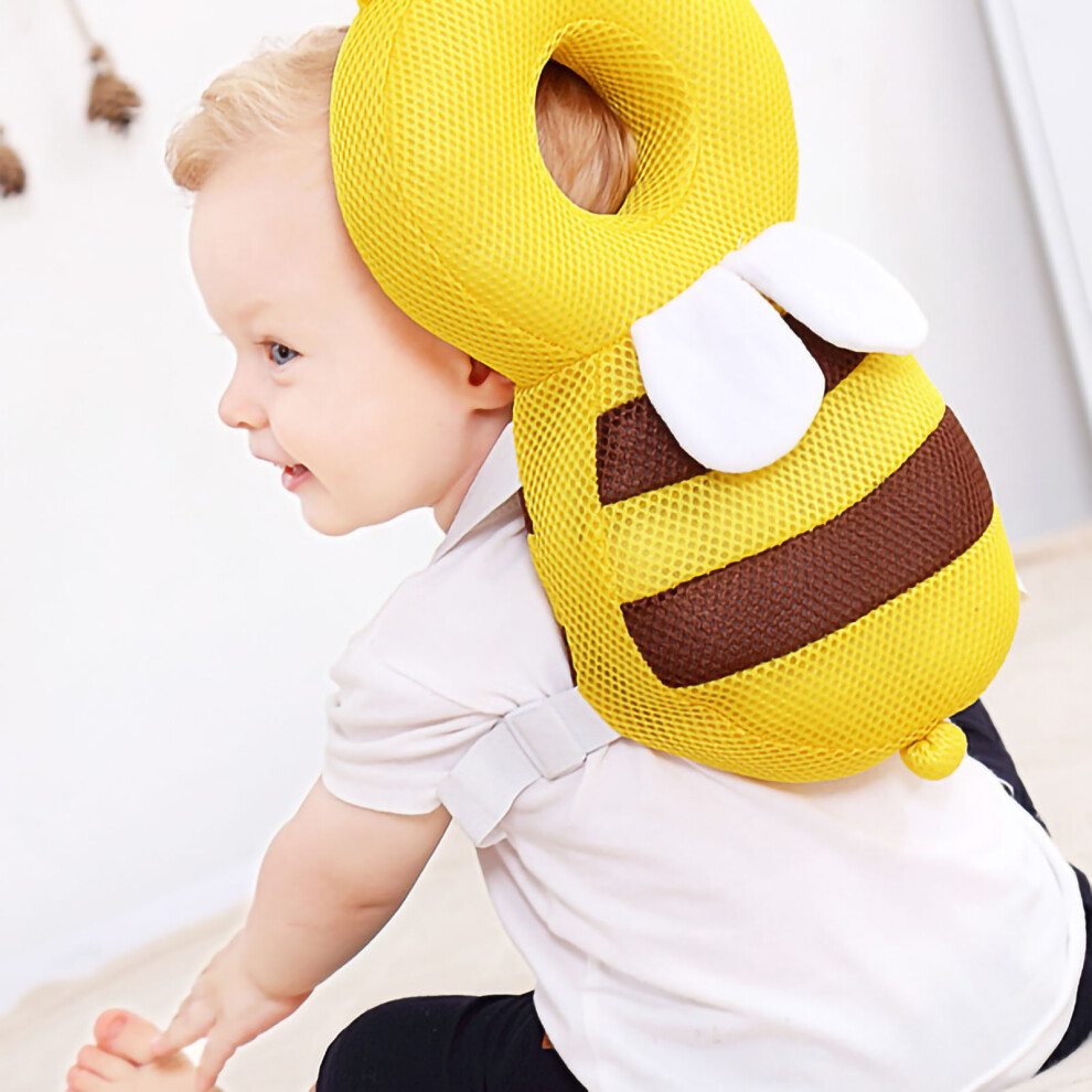 Baby Head Protector Adjustable Breathable Cute Bee Shape Toddler Head Protection Cushion with Chest Strap Yellow Breathable Cloth Free Size-image-OPC-PHVCNRT-NEW