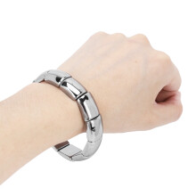 Pulsera de terahercios, cuentas rectangulares, plateada, tamaño