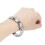 Pulsera de terahercios, cuentas rectangulares, plateada, tamaño 1
