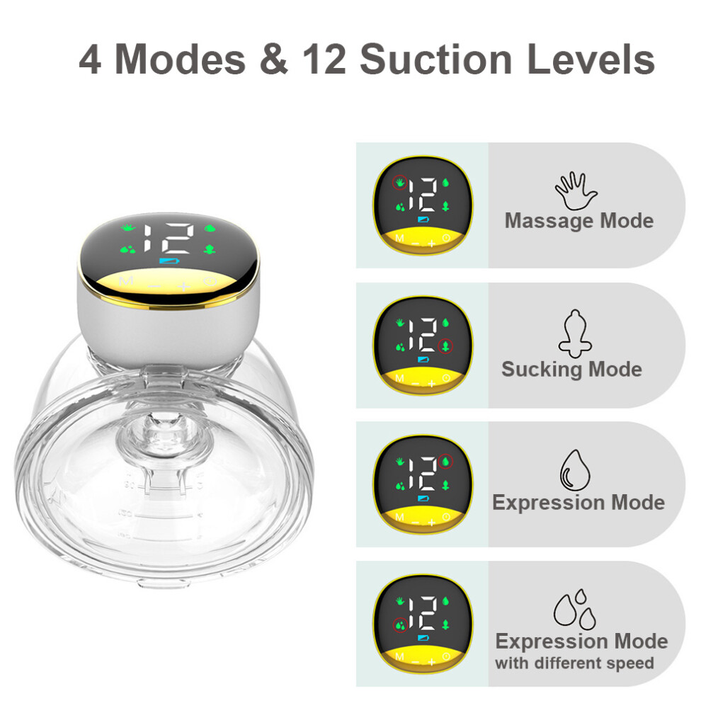 2 Pack Wearable Breast Pump Portable Hands Free Electric Breast Pump for Breastfeeding LED Screen 4 Modes 12 Suction Low Noise with 180ml S