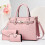(Black) 3 Piece Classic Sleek Handbag Set 3
