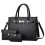 (Black) 3 Piece Classic Sleek Handbag Set 1