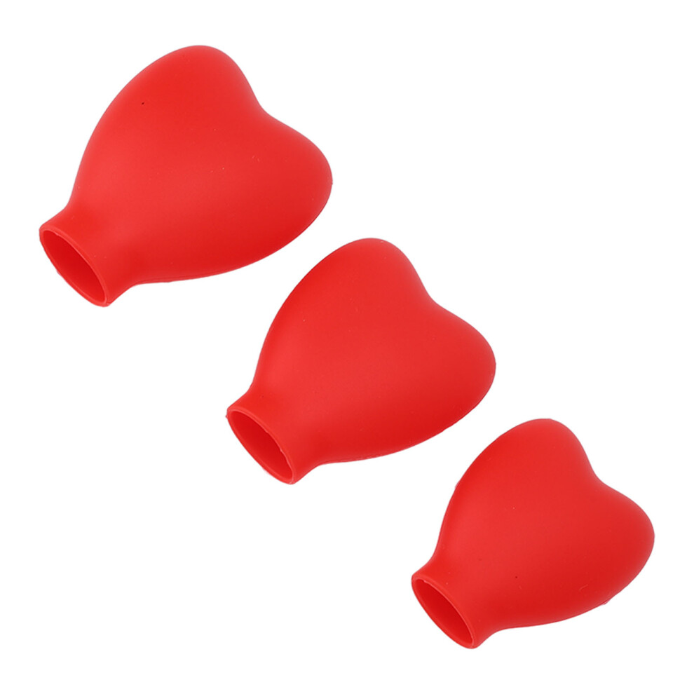 3pcs Makeup Brush Covers Reusable Silicone Dustproof Brush Protector Guards for Travel Home Girls Red