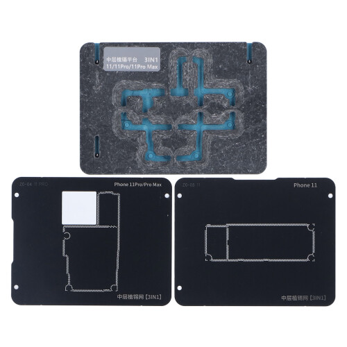 3-in-1 Rahmen-Reballing iPhone 11/11 Pro 92x65x14mm 1