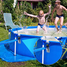 2 Stück ABS-Poolrohrhalter 10 x 8 x 3,8 cm Blau-Grau