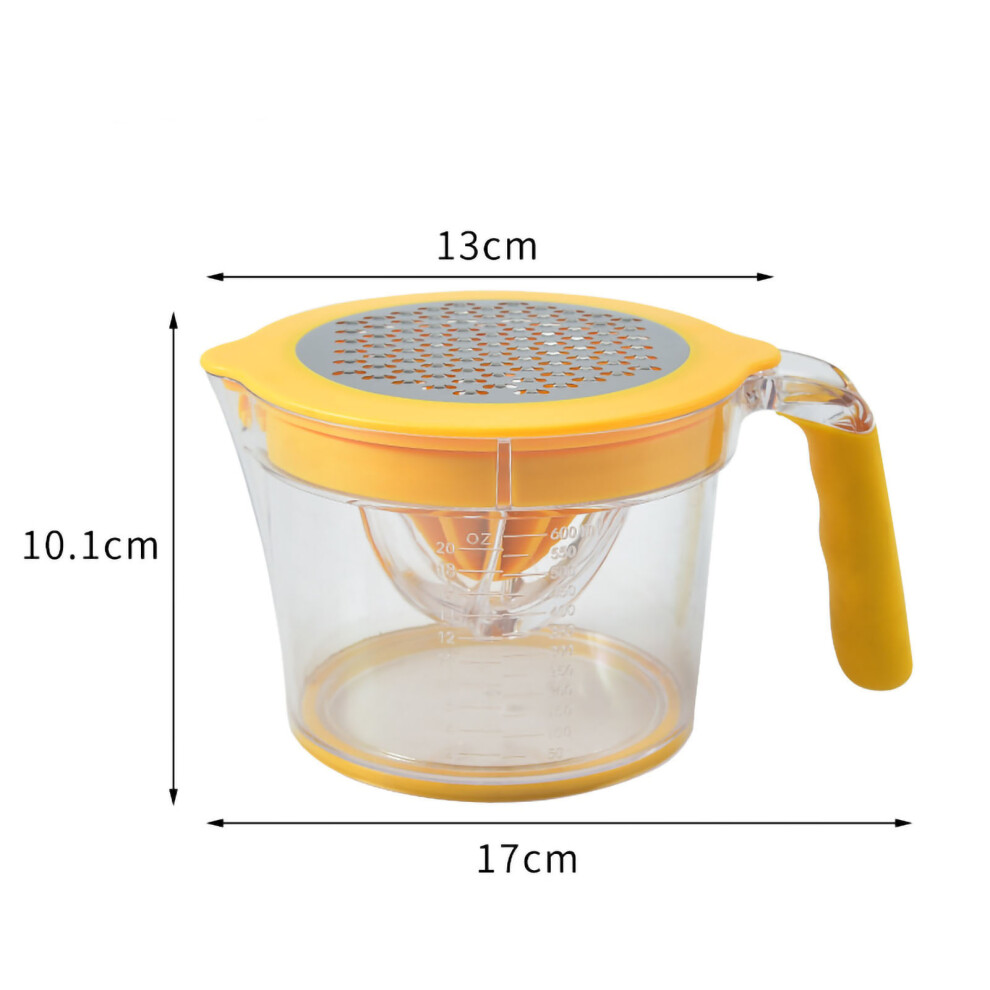 Hand Juicer 600ml Transparent With Scale Egg Separator Stainless Steel Citrus Juicer for Kitchen Office Travel Yellow-image-OPC-PHVD5RT-NEW