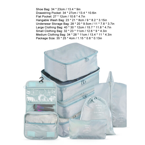 8-teiliges Reise-Set, Schuhbeutel 3423 cm, Blau 1
