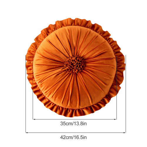 Rundes Samtkissen 35 cm 500 g Orange/Gelb 1