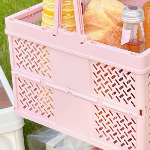Cesta de picnic plegable de plástico rosa 244g/8.6oz 2