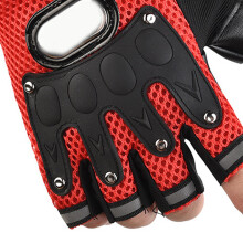 Guantes de ciclismo de medio dedo, rojo, talla única, acolchado suave