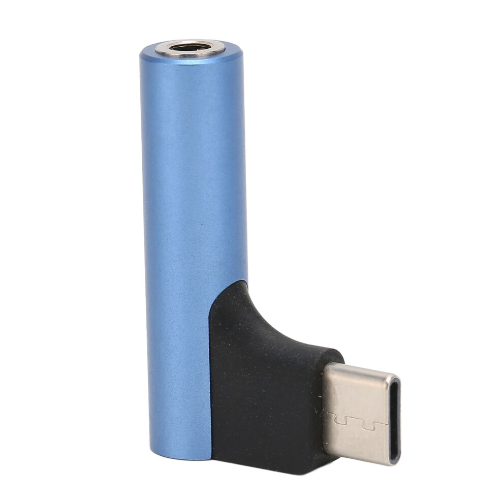 Usb C To 3.5Mm Sound Headphone Jack Adapter Type C Aux Dac Stereo Mic Hifi Right Angle Dongle For Earphone Blue 5091321171871