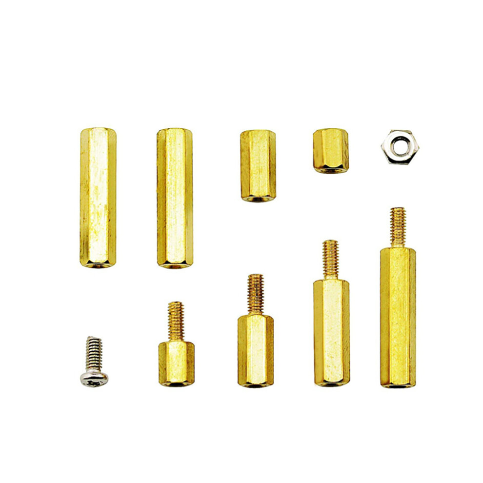 180Pcs M2.5 Male Female Hex Brass Spacer Standoff Screw Nut Hex Nut Spacing Screw Assortment Kit 7641321172989