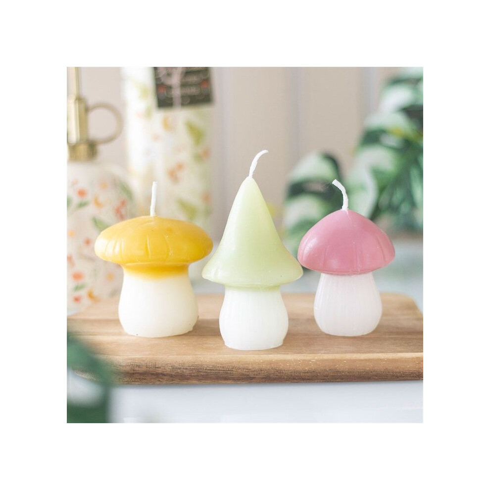 Something Different Set Of 3 Pastel Mushroom Candles