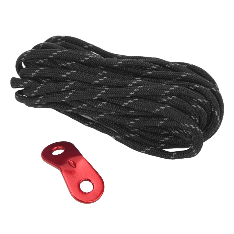 Reflective Guyline Tent Rope Thickened Windproof Camping Cord With Aluminium Alloy Wind Rope Buckle For Outdoor Camping Black 4681321176160