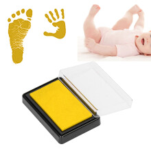 Baby-Fußabdruck-Stempelkissen aus PVC, 9,3 6,5 2,2 cm, Gelb