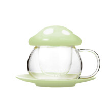 Pilz-Teetasse 290ml Mund7cm Tablett12cm Y/G/B/O