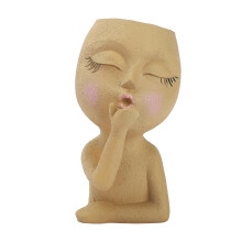 Maceta de jardín con rostro de resina, maniquí de 15 cm, decoración duradera para exteriores