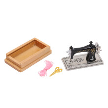 Máquina de coser en miniatura para casa de muñecas, vintage, modelo 1/12, para coleccionistas, de madera.