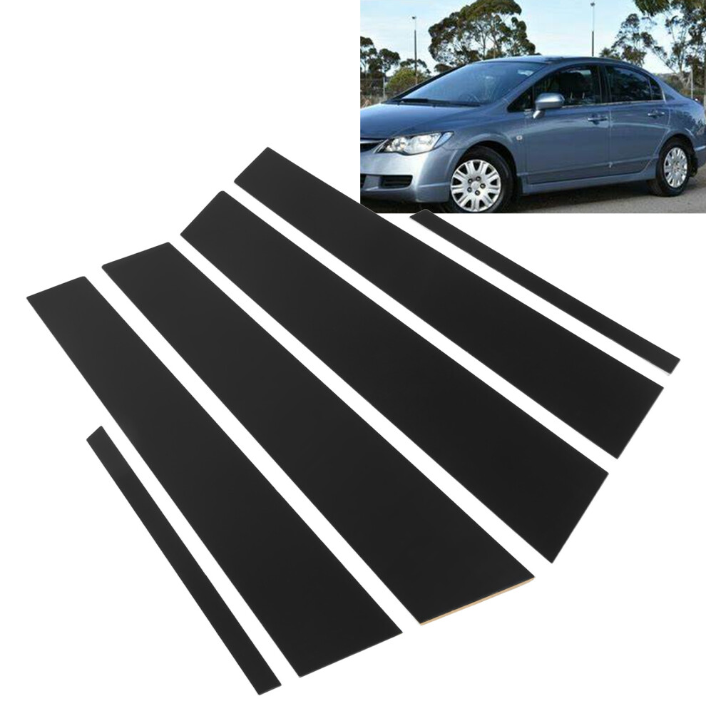 6 Pcs Side Door Window Cover Glossy Pillar Post Decal Trim For Civic Sedan 8Th Gen 2006Â2011 Black 7651321186312