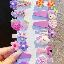 14-teiliges Haarclips-Set: Prinzessin-Blume Lila