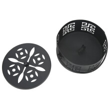 Metal Mosquito Coil Holder Hollow Pattern Zigzag Bottom Portable Mosquito Coil Holder with Portable Handle Cover for Home