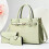(Green ) 3 Piece Classic Sleek Handbag Set 1