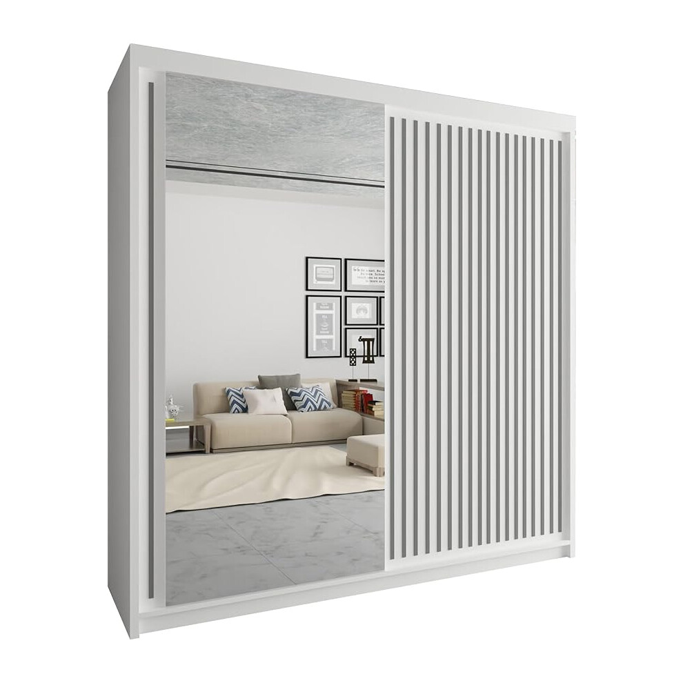 Sliding Wardrobes 4U Ltd (White 150Cm) Modern Royal Sliding Mirror Door Wardrobe