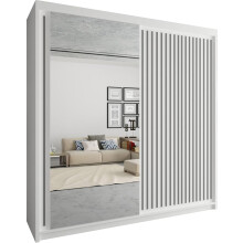 (White , 203cm) Modern Royal Sliding Mirror Door Wardrobe