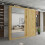 (Oak, 203cm) Modern Royal Sliding Mirror Door Wardrobe 3