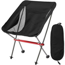 (Black) Portable Folding Camping Chair,Full-Aluminum Frame,Compact and Portable with Carry Bag for Hiking Festival Travel Beach Fishing Backpacking