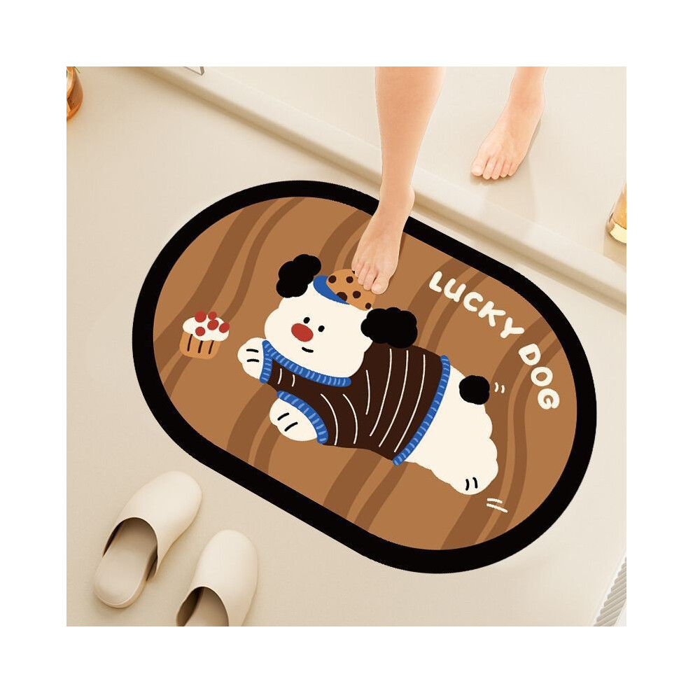 (Brown Dog,60x90cm)Joli coussin de boue diatomée motif chiot gâteau rayé dessin animé cuisine tapis toilette