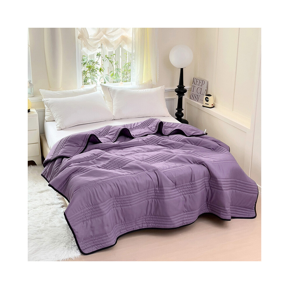 (Purple,200x230cm)Parure de lit climatisée été couleur unie pour chambre cadeau légère