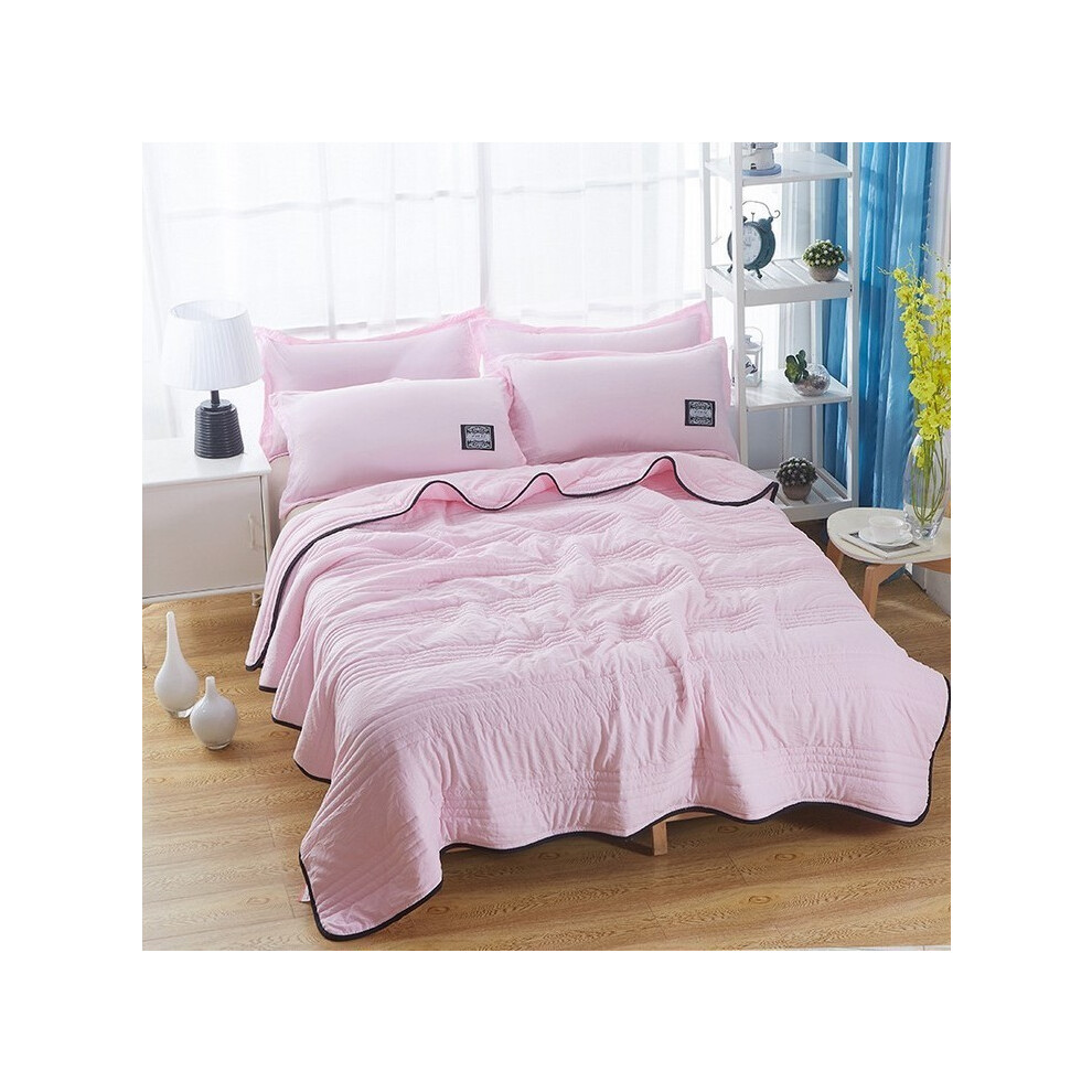 (Light Pink,200x230cm)Parure de lit climatisée été couleur unie pour chambre cadeau léger