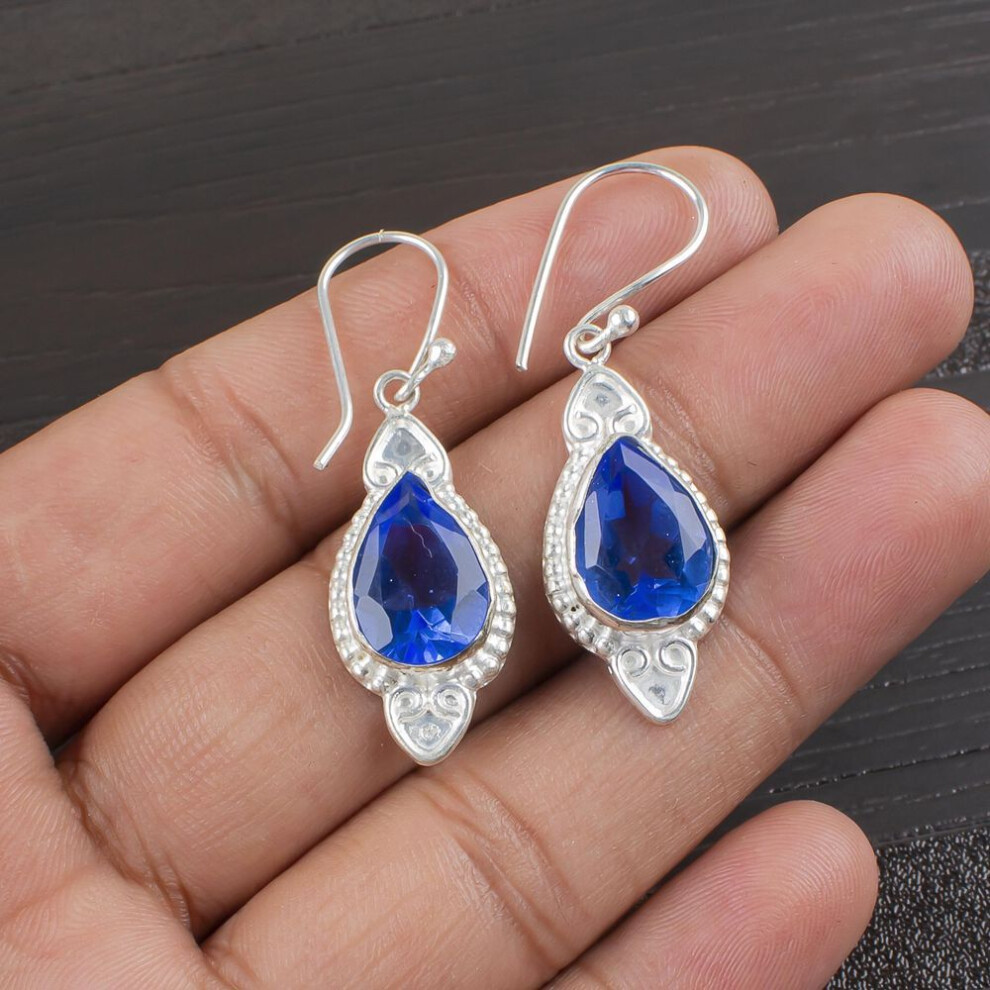 Tanzanite Handmade Gemstone Earrings, 925 Solid Sterling Silver Earrings Antique Jewelry, Earrings For Engagement Gift